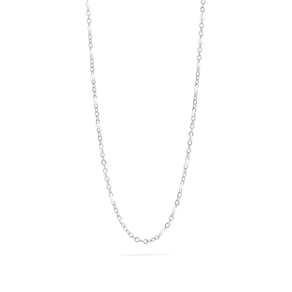 Collier Confetti Blanc argenté sur fond blanc