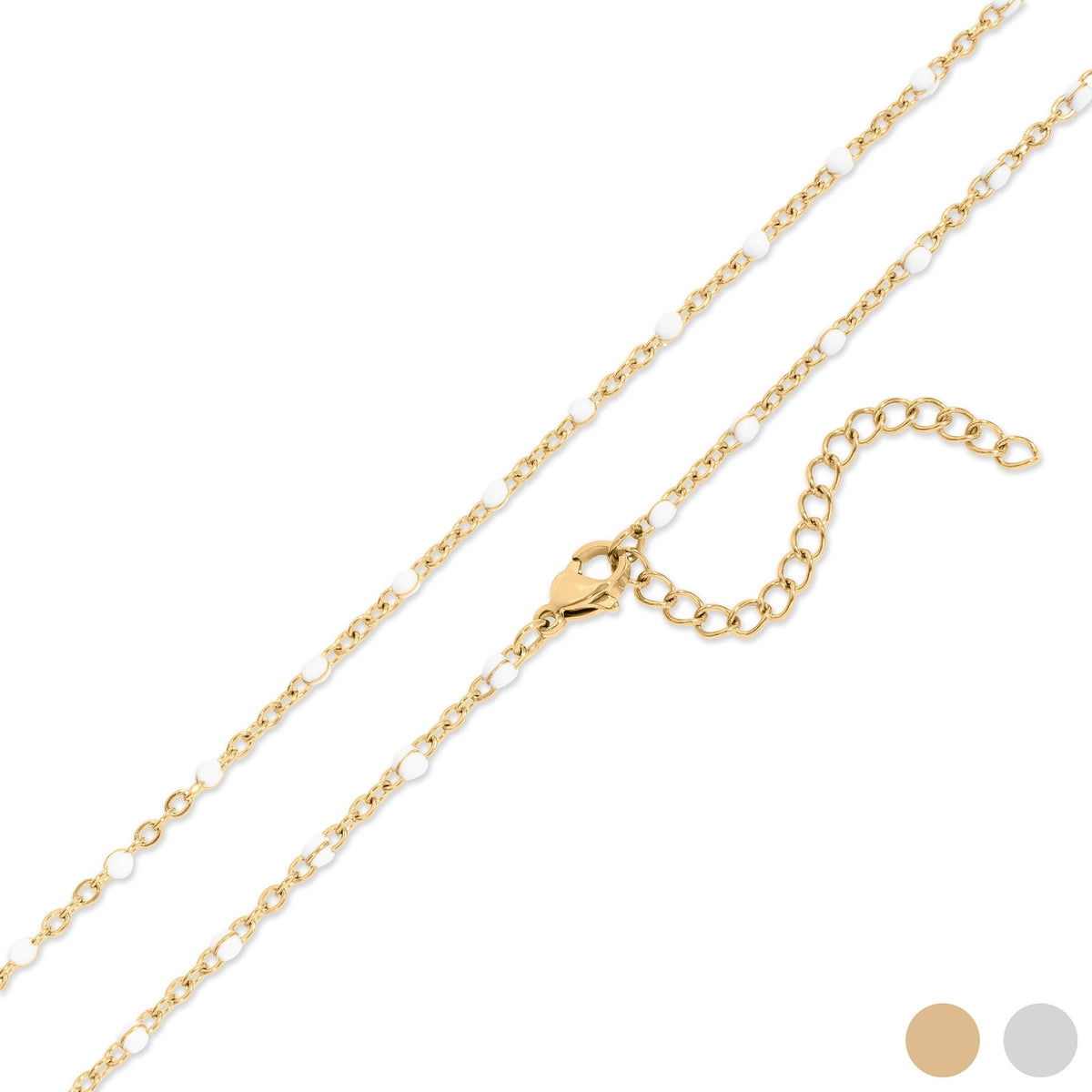 Collier Confetti Blanc doré avec fermoir mousqueton et rallonge