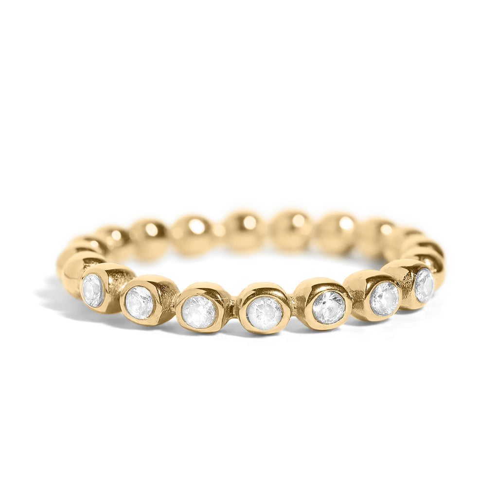 Bague Scintille, anneau perlé et zircones
