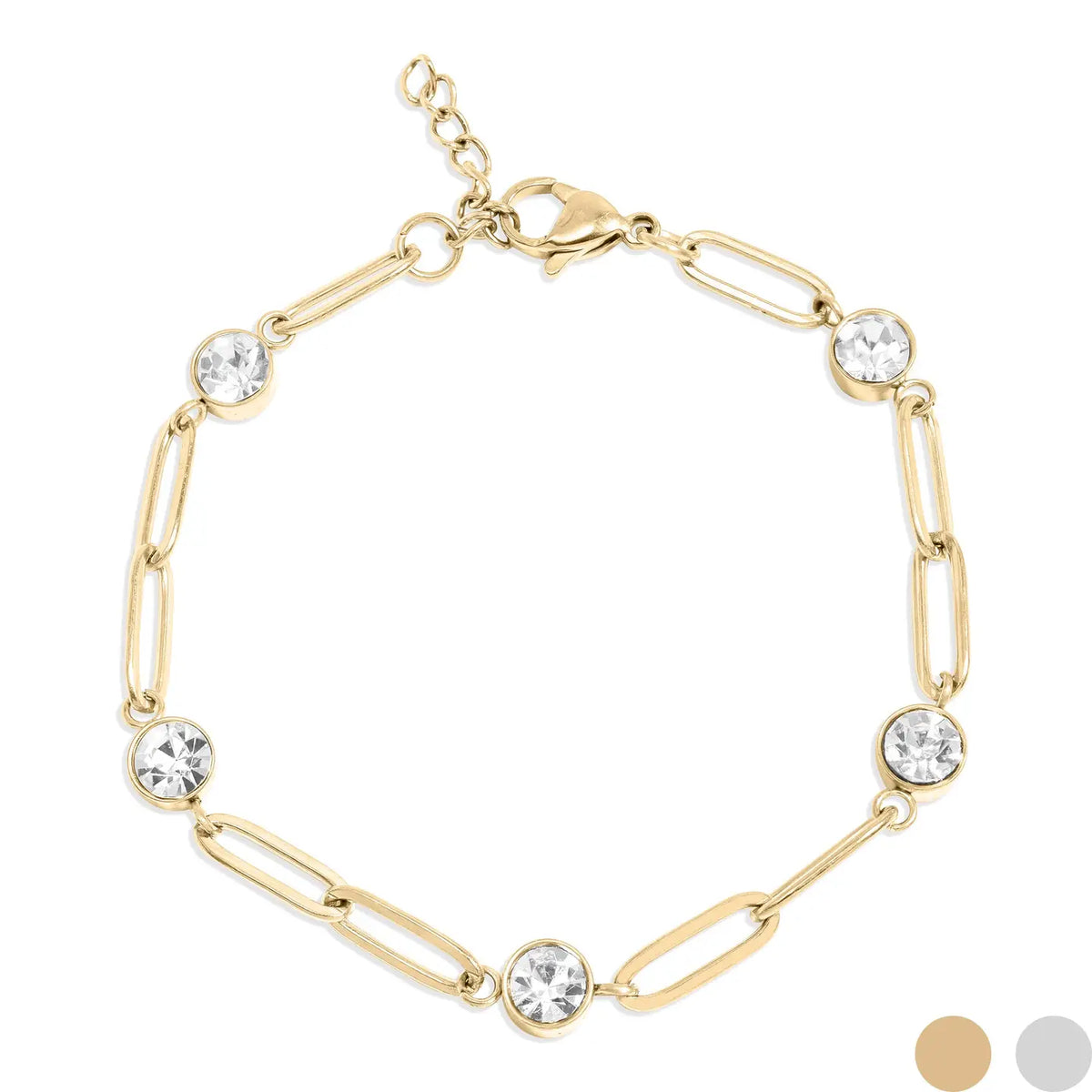 Bracelet Éclat doré à maillons trombone et pierres translucides