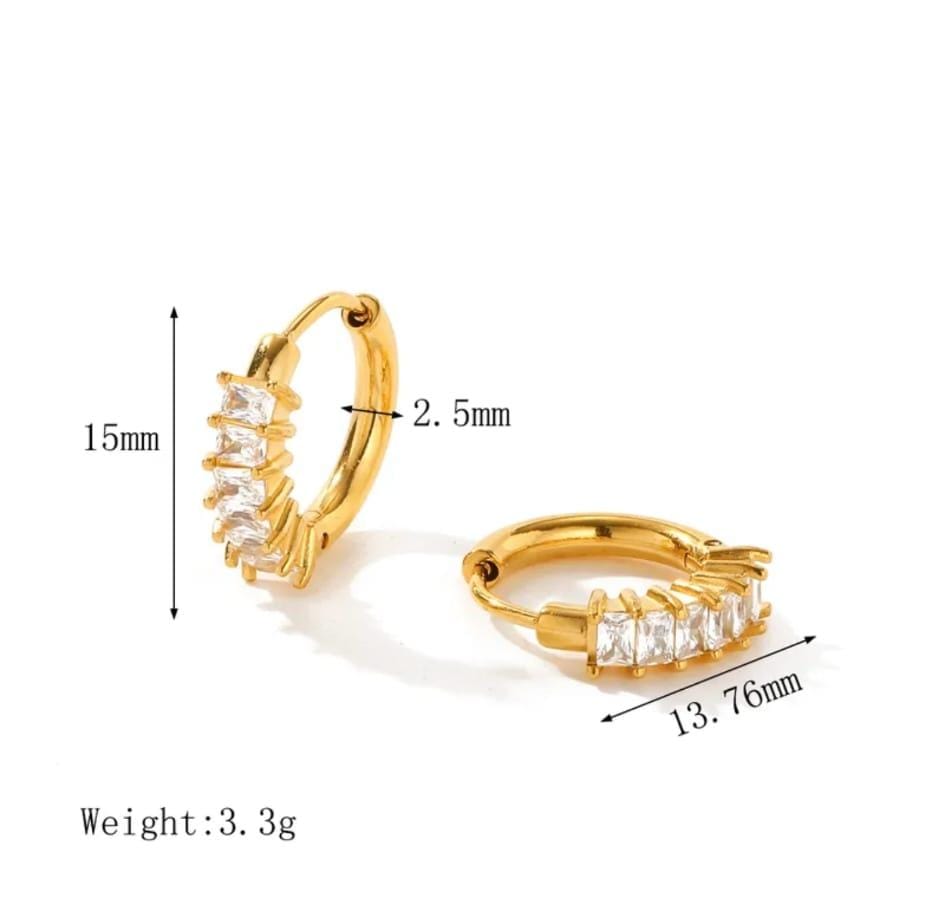 Créoles Baguette Zircon - medidas